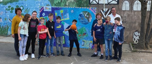 Fußballtorwand an der Grundschule Schleiden.