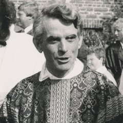 SA Schleiden, Bildsammlung: Pfarrer Bruno Ix am 05.08.1990 bei den Feierlich-keiten zu seinem silbernen Priesterjubiläum. Seit Januar 1971 war er Pfarrer in St. Georg in Dreiborn.