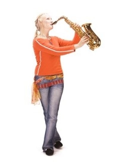 Foto einer Saxophonspielerin