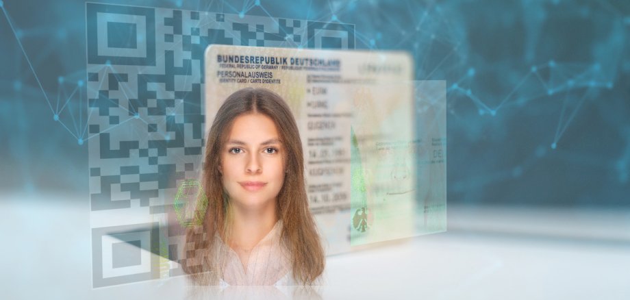 Abbildung mit biometrischem Passfoto und Personalausweis.