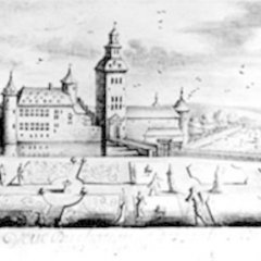 Schloss Dreiborn im Jahre 1722, Tuschzeichnung von Renier Roidkin