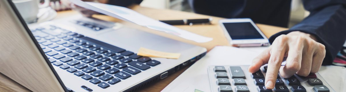 Businessman working on Desk office business financial accounting calculate Businessman working on Desk office business financial accounting calculate