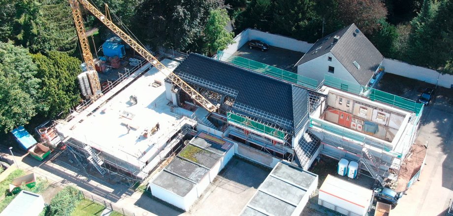 Blick auf die Baustelle aus der Luft.