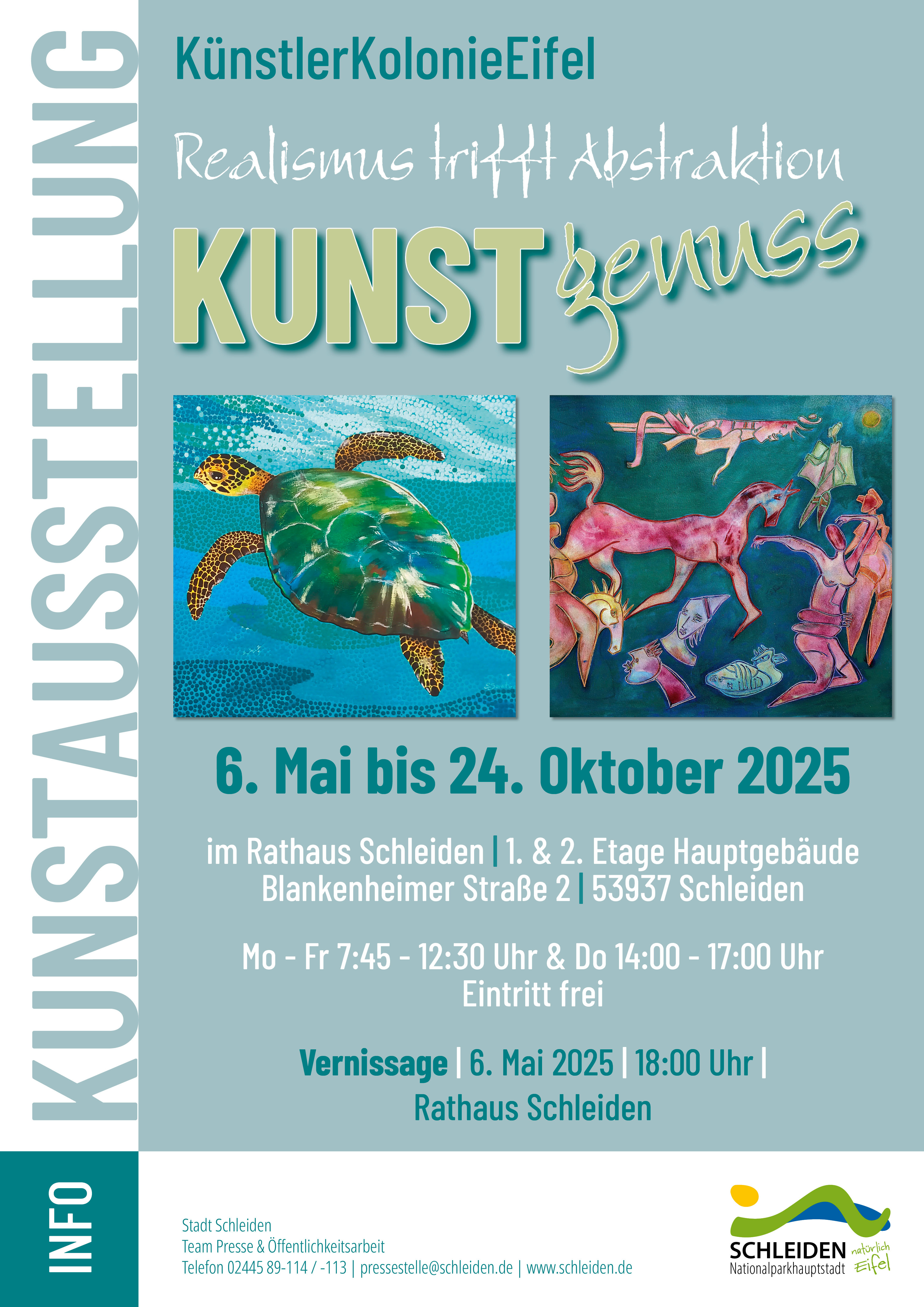 05/2025 - Bild 01: Plakat zur Ausstellung "KunstGenuss - Realismus trifft Abstraktion"