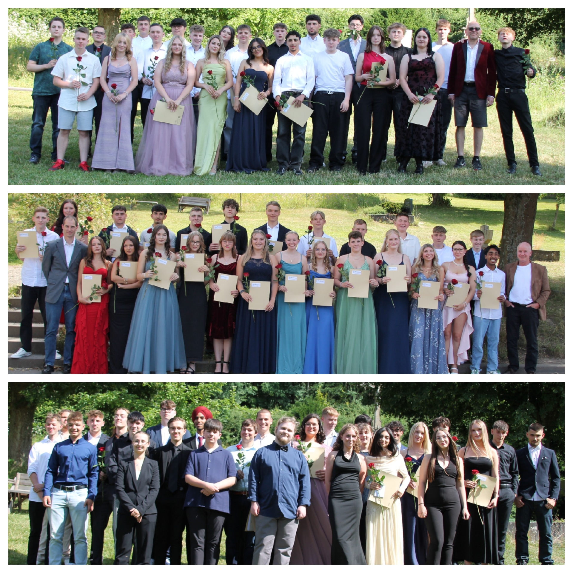 Die Abschlussklassen nach der Übergabe der Zeugnisse.