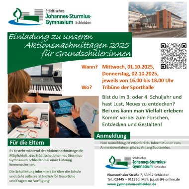 Anzeige Aktionsnachmittage. Anzeige Aktionsnachmittage.
