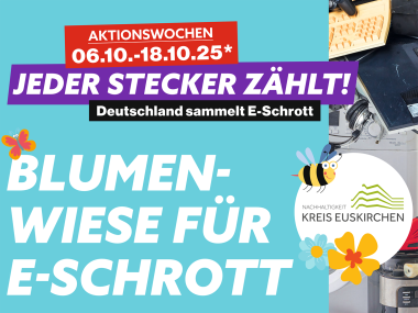 Werbeplakat - Blumenwiese für E-Schrott. Werbeplakat - Blumenwiese für E-Schrott.