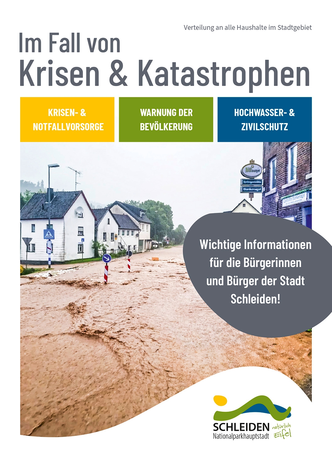 Titelseite der Informationsbroschüre "Im Fall von Krisen und Katastrophen"