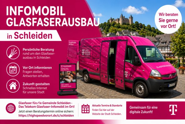 Werbeanzeige Infomobil Glasfaser in Schleiden. Werbeanzeige Infomobil Glasfaser in Schleiden.
