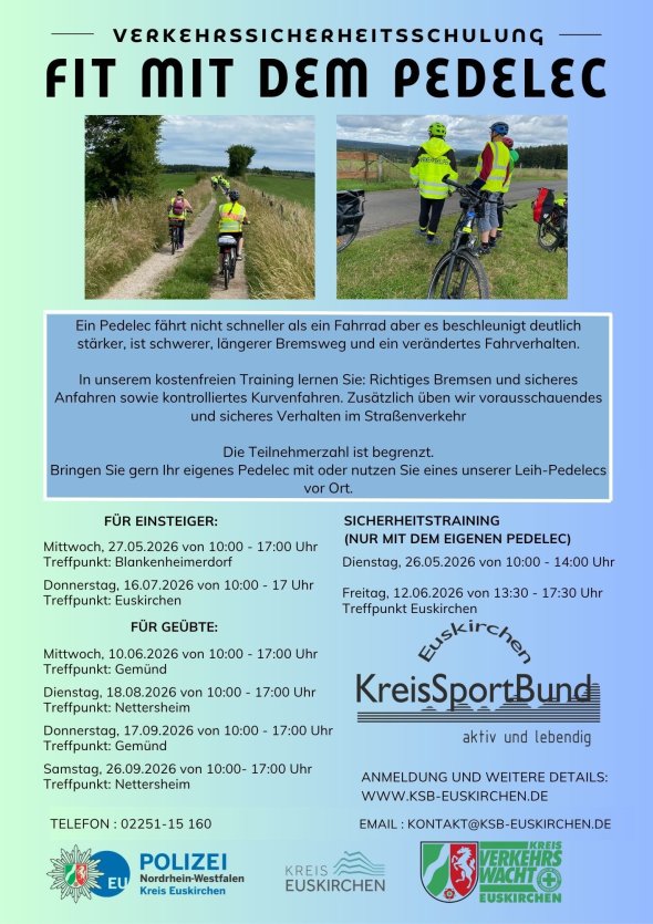 Flyer zum Pedelec-Angebot des KreisSportBundes Euskirchen. Flyer zum Pedelec-Angebot des KreisSportBundes Euskirchen.