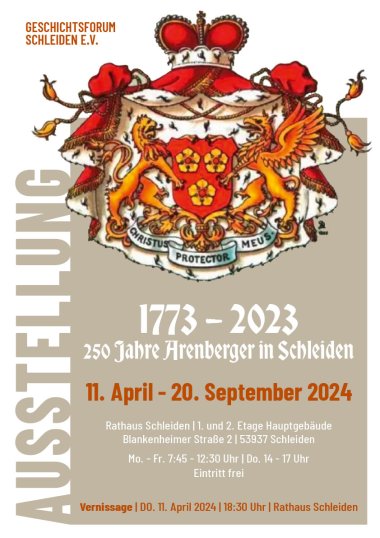 Plakat zur Ausstellung "1773 bis 2023: 250 Jahre Arenberger in Schleiden".