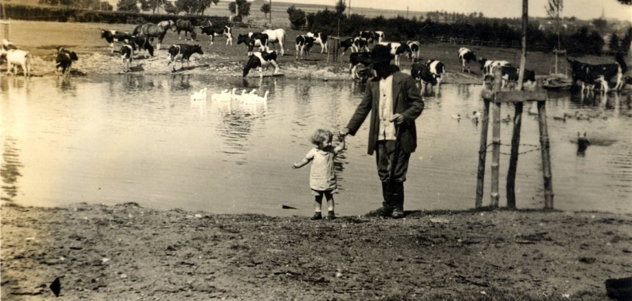 Der Weiher am Walberhof, etwa 1920.