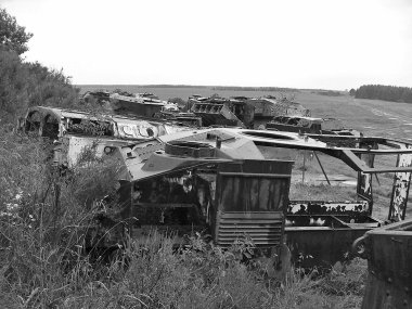 Panzertrümmer im Vogelsang im Juli 2004.