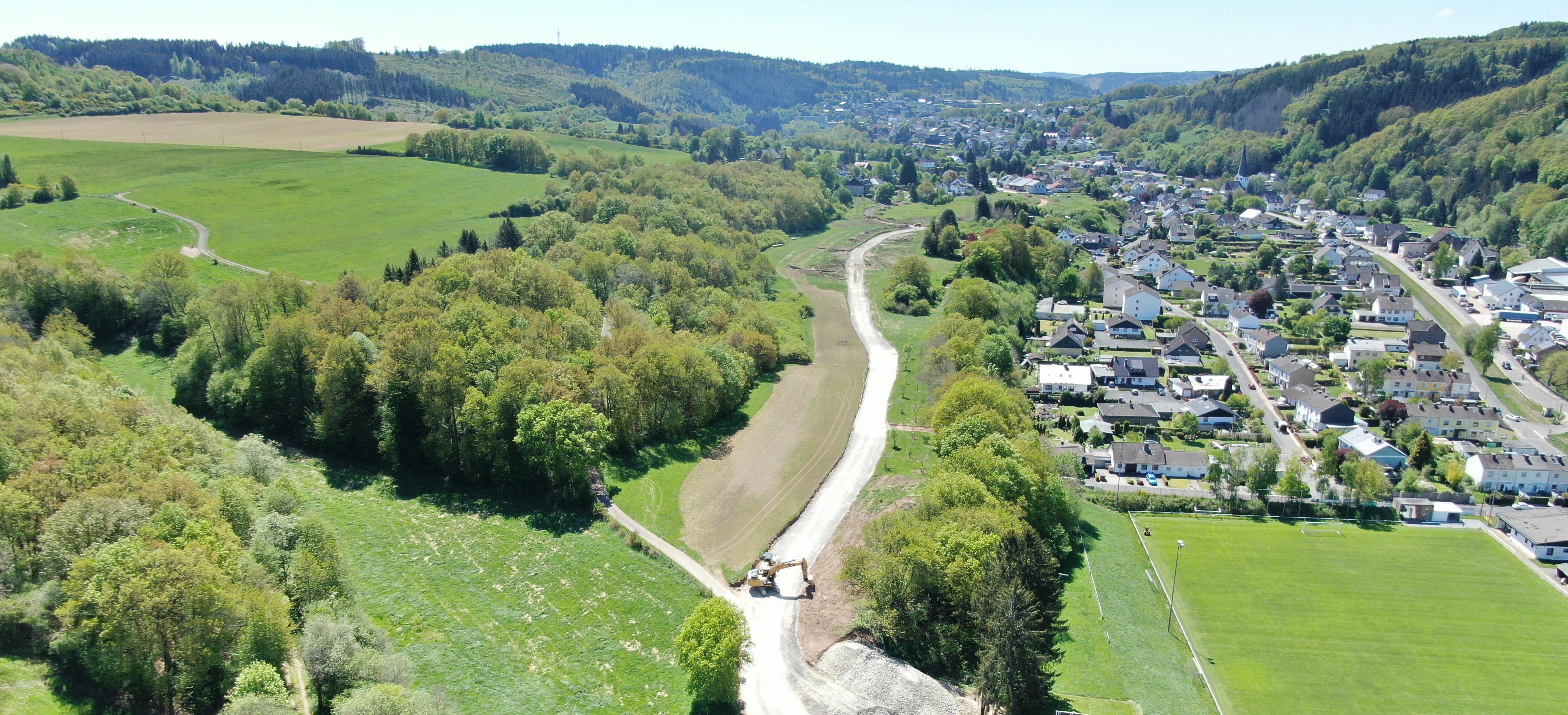 Drohnenaufnahme des Baugebietes Olef-Sittard.