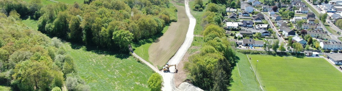 Drohnenaufnahme des Baugebietes Olef-Sittard.