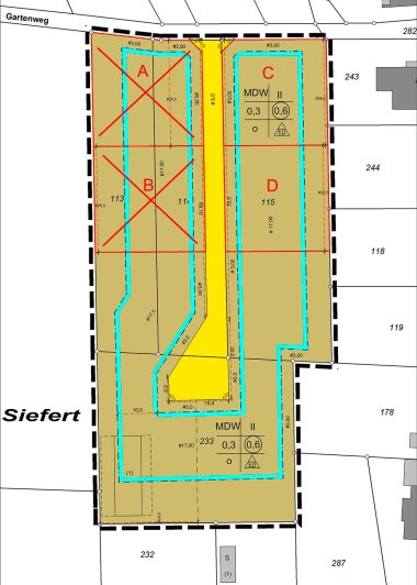Bauland Harperscheid, Gartenweg. Bauland Harperscheid, Gartenweg.