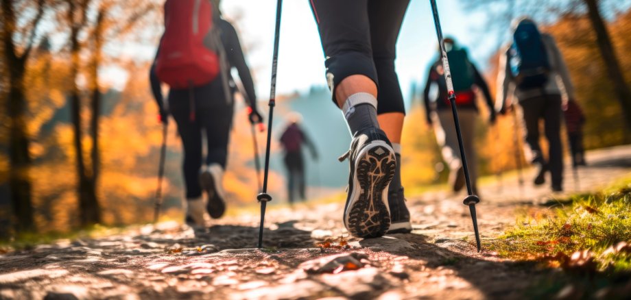 Nordic-Walking Gruppe; Detailaufnahme.