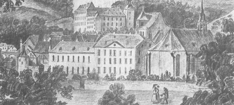 Stadtgeschichte Schleidens - Schleiden im Jahre 1831, Steinzeichnung von Nicolas Ponsart Stadtgeschichte Schleidens - Schleiden im Jahre 1831, Steinzeichnung von Nicolas Ponsart