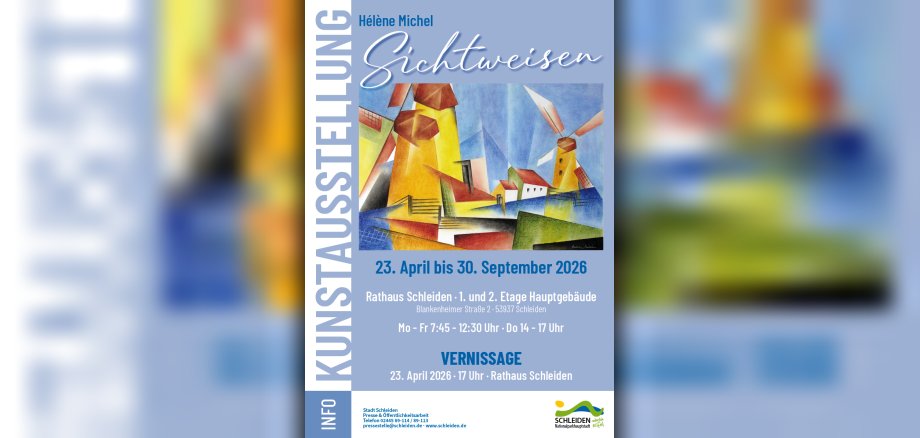 Plakat zur Kunstausstellung "Sichtweisen" von Helene Michel. Plakat zur Kunstausstellung "Sichtweisen" von Helene Michel.