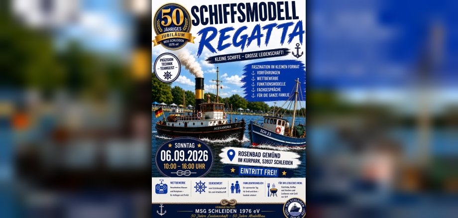 Plakat zu 50 Jahre Schiffsmodellbau in Schleiden.