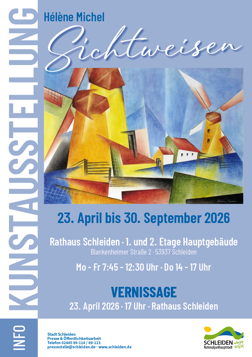 Plakat zur Kunstausstellung "Sichtweisen" von Helene Michel.