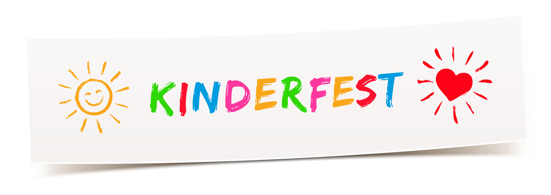 Banner mit bunter Typo, Sonne und Herz - Kinderfest