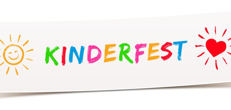 Banner mit bunter Typo, Sonne und Herz - Kinderfest