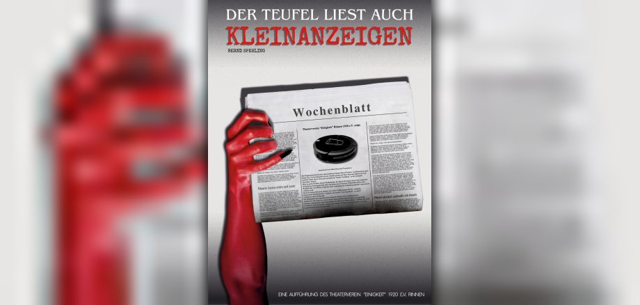 Plakat zum Theaterstück "Der Teufel liest auch Kleinanzeigen".