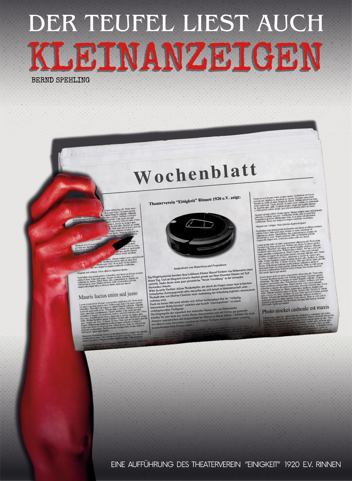 Plakat zum Theaterstück "Der Teufel liest auch Kleinanzeigen".